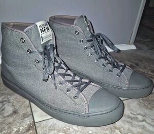 Nothing New Mens High Top Sneakers Size 9.5 M Gray Recycled Plastic Canvas Shoes
